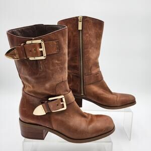 Michael Kors Gansevoort Camel Mid Calf Boots Women's 5.5 S0073